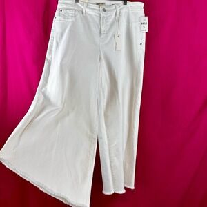 Warp +‎ Weft Wide Leg White Stretch Jeans Denim Women's Plus Size 18Wx27